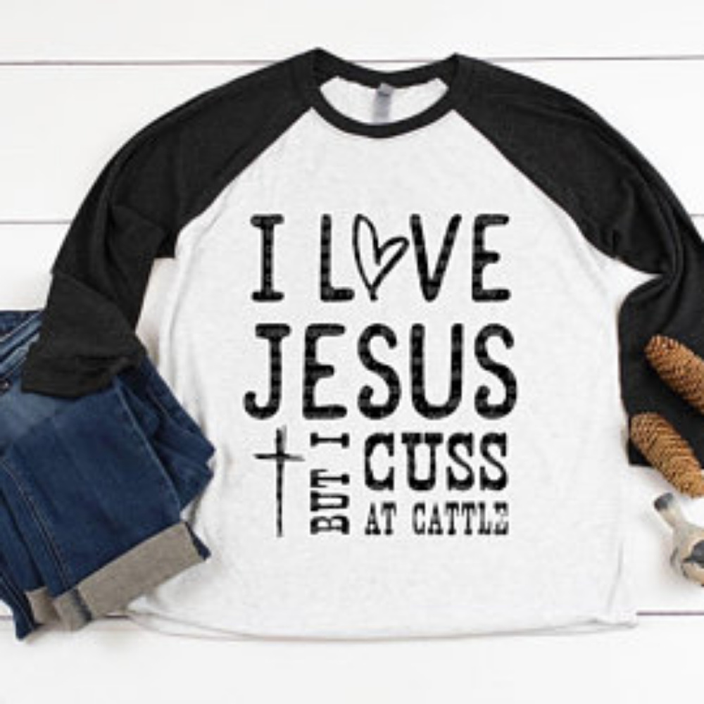 I love Jesus but I Cuss At Cattle Graphic T Shirt